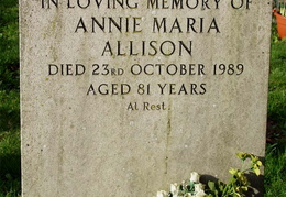 ALLISON Annie Maria died 1989